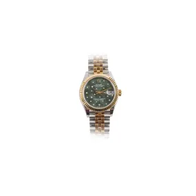 Rolex Datejust Oyster Perpectual Two Tone 31mm Floral Motif with Diamonds Watch Green