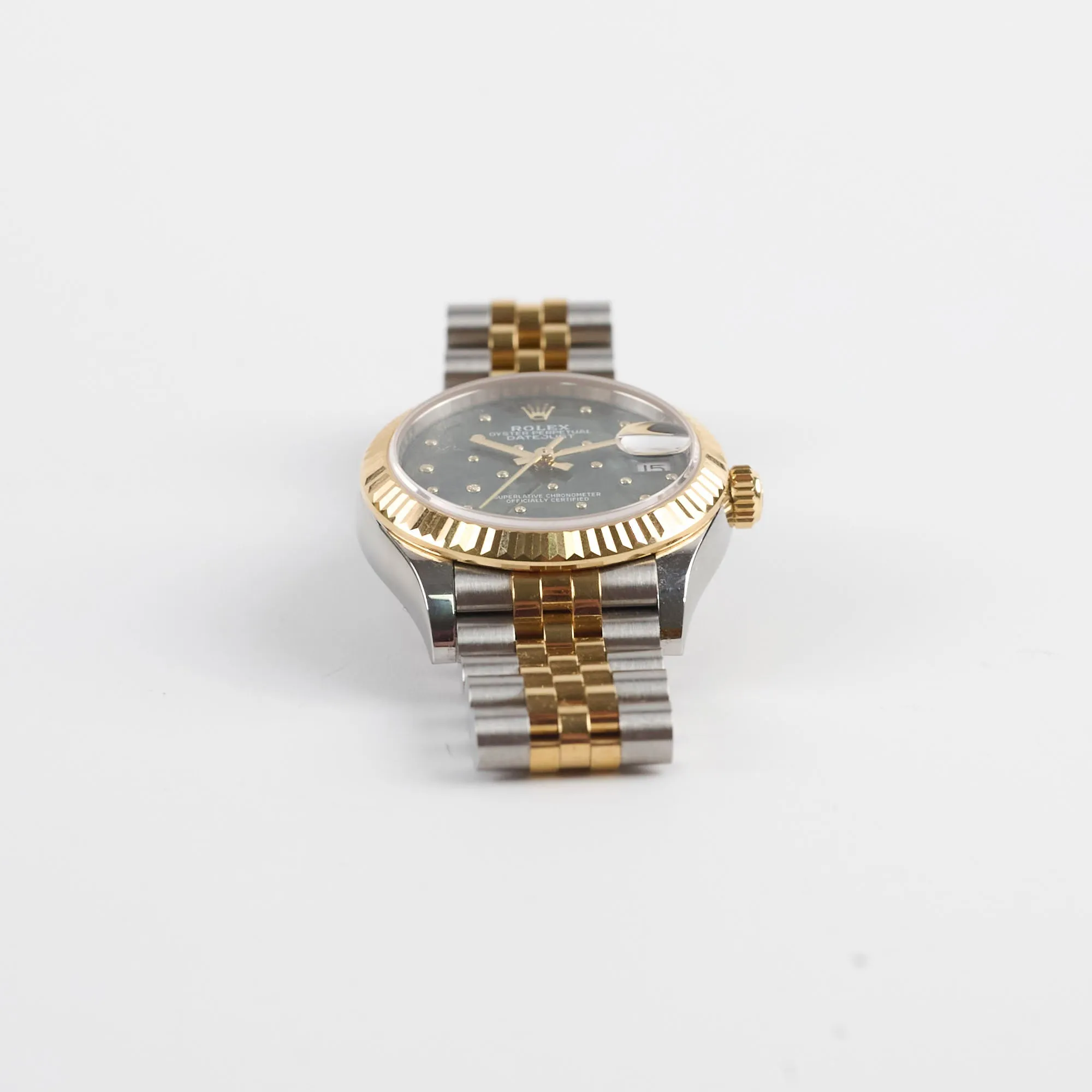 Rolex Datejust Oyster Perpectual Two Tone 31mm Floral Motif with Diamonds Watch Green