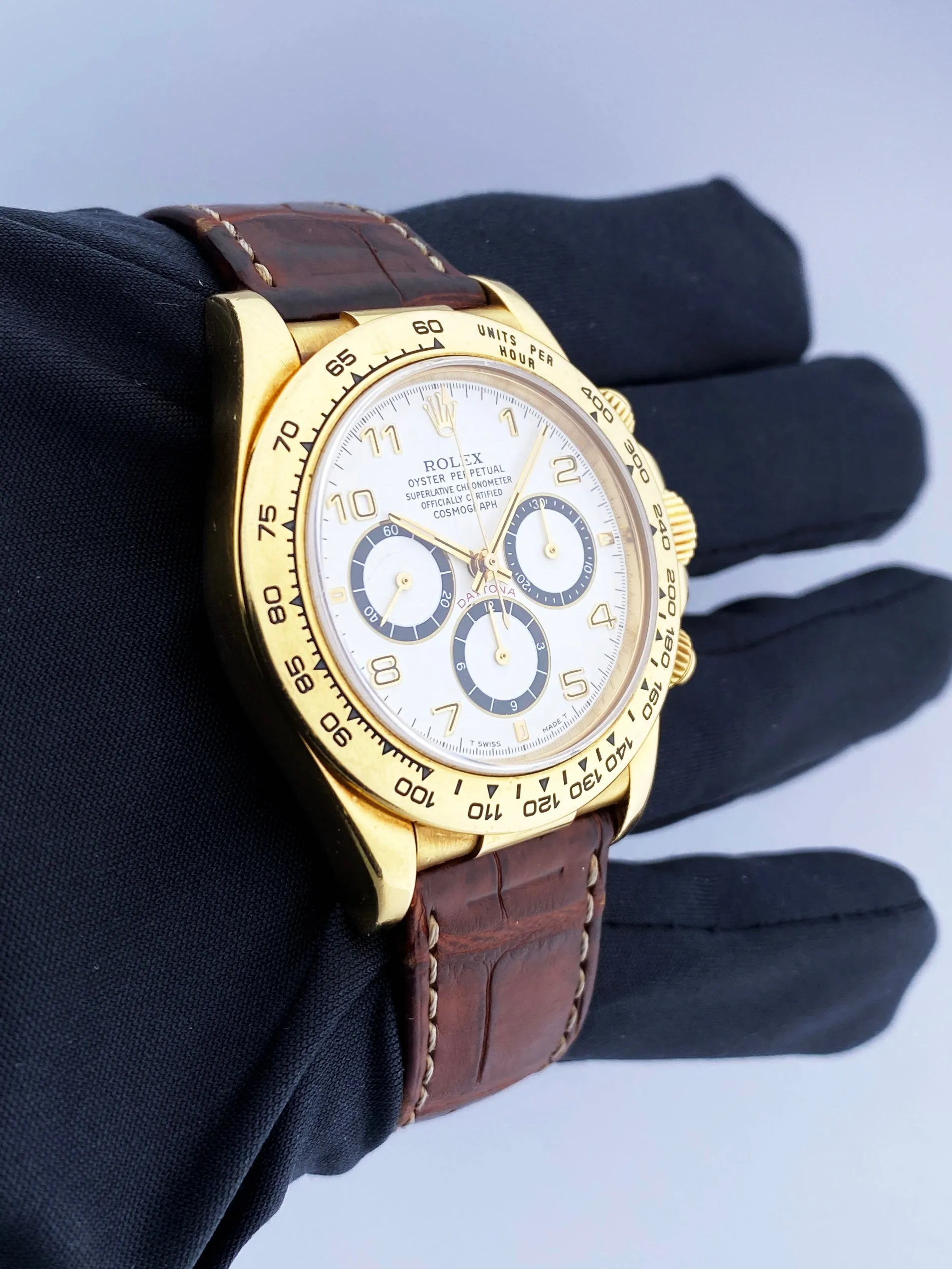 Rolex Daytona 16518 18K Yellow Gold White Dial Mens Watch
