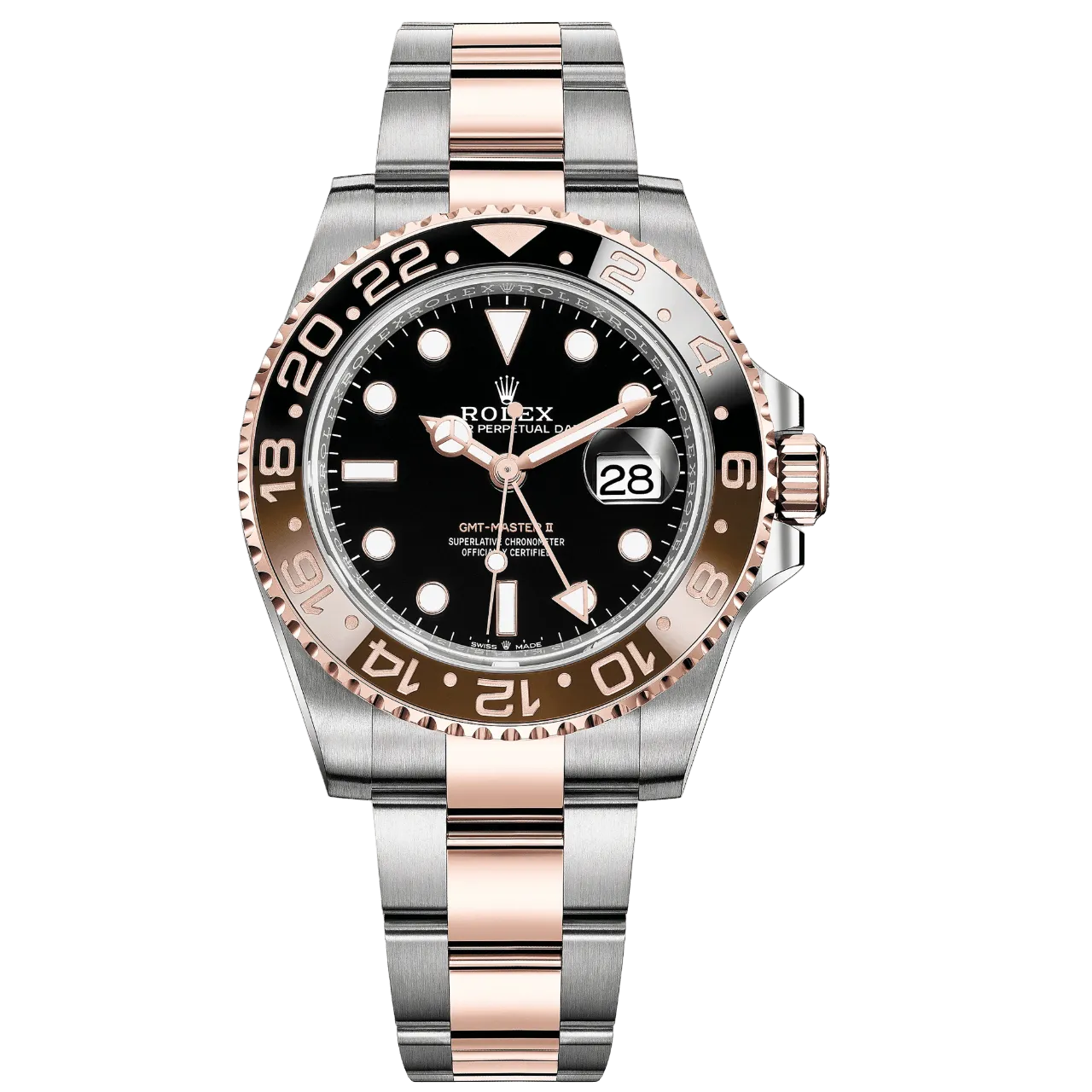 Rolex GMT Master II Root Beer 40mm 126711CHNR-0002 Black Dial, Worn