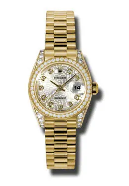 Rolex Lady-Datejust 26 Silver Dial 18K Yellow Gold President Automatic Ladies Watch 179158SJDP