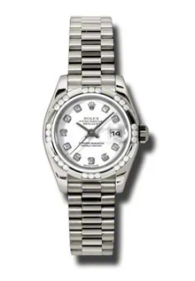 Rolex Lady-Datejust 26 White Dial 18K White Gold President Automatic Ladies Watch 179369WDP