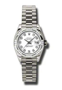 Rolex Lady-Datejust 26 White Dial 18K White Gold President Automatic Ladies Watch 179369WDP