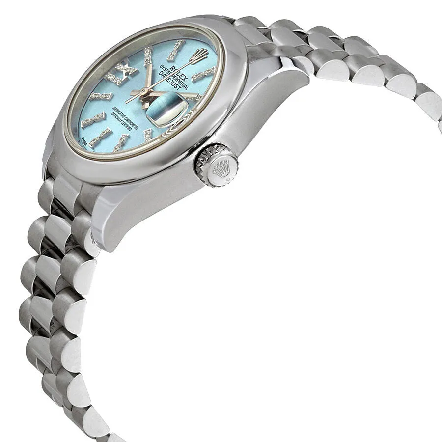 Rolex Lady-Datejust Ice Blue Diamond Dial Ladies Platinum President Watch 279166IBLRDP