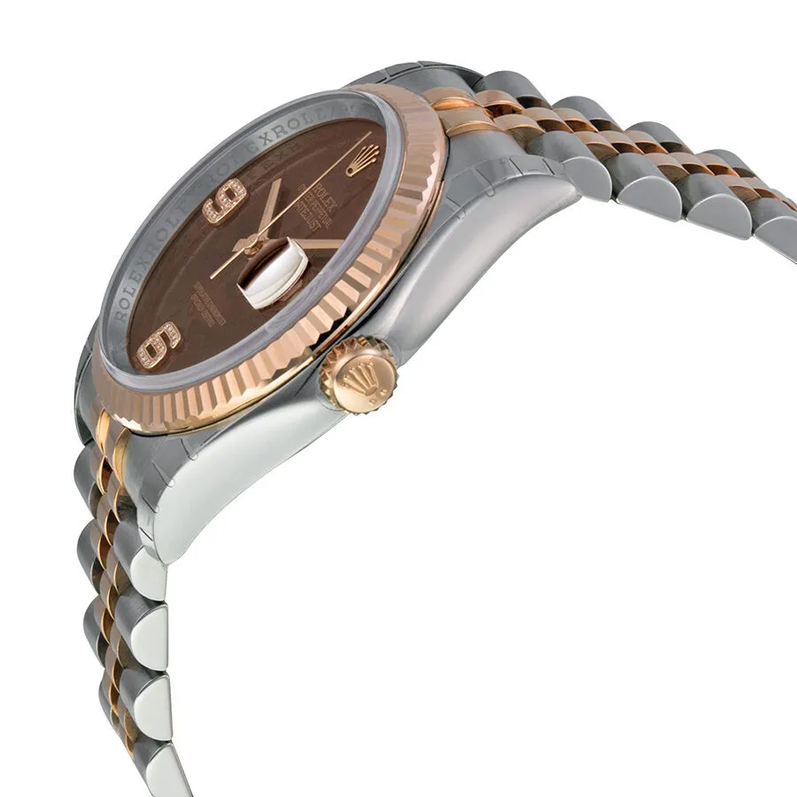 Rolex Oyster Perpetual Datejust 36 Brown Floral Dial Stainless Steel and 18K Everose Gold Jubilee Bracelet Automatic Men's Watch 116231BRFDAJ