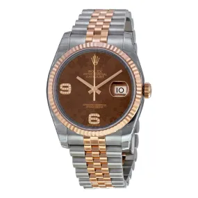 Rolex Oyster Perpetual Datejust 36 Brown Floral Dial Stainless Steel and 18K Everose Gold Jubilee Bracelet Automatic Men's Watch 116231BRFDAJ