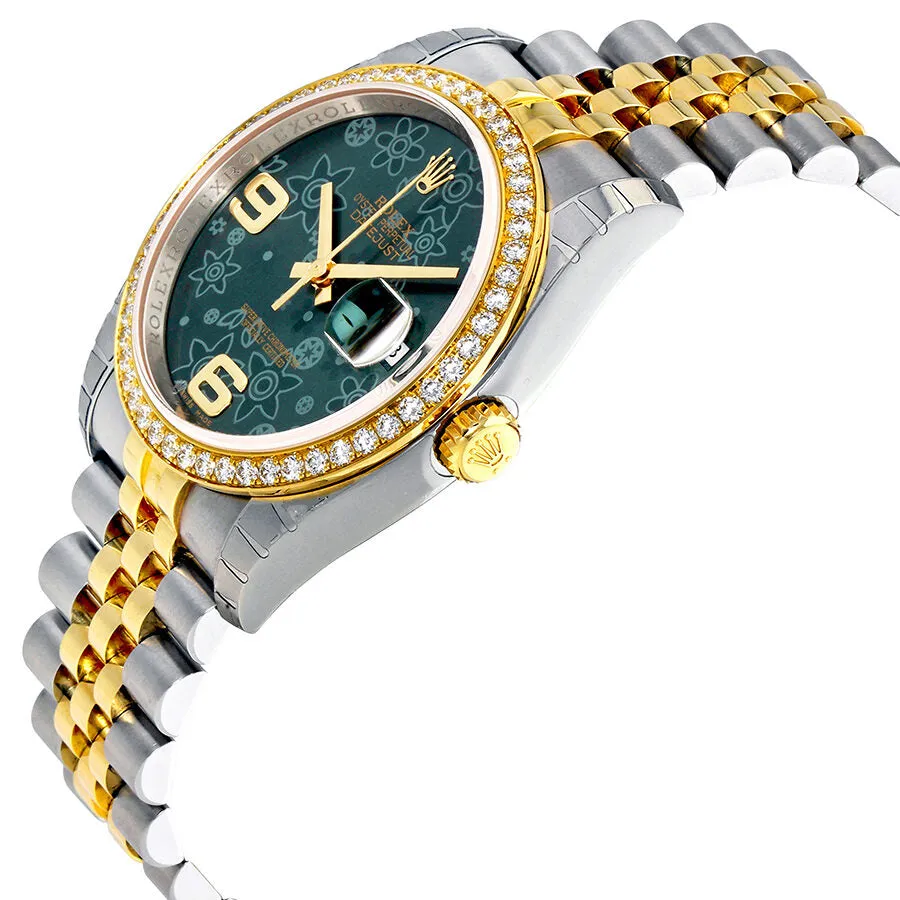 Rolex Oyster Perpetual Datejust 36 Green Floral Dial Stainless Steel and 18K Yellow Gold Jubilee Bracelet Automatic Ladies Watch 116243GRFAJ