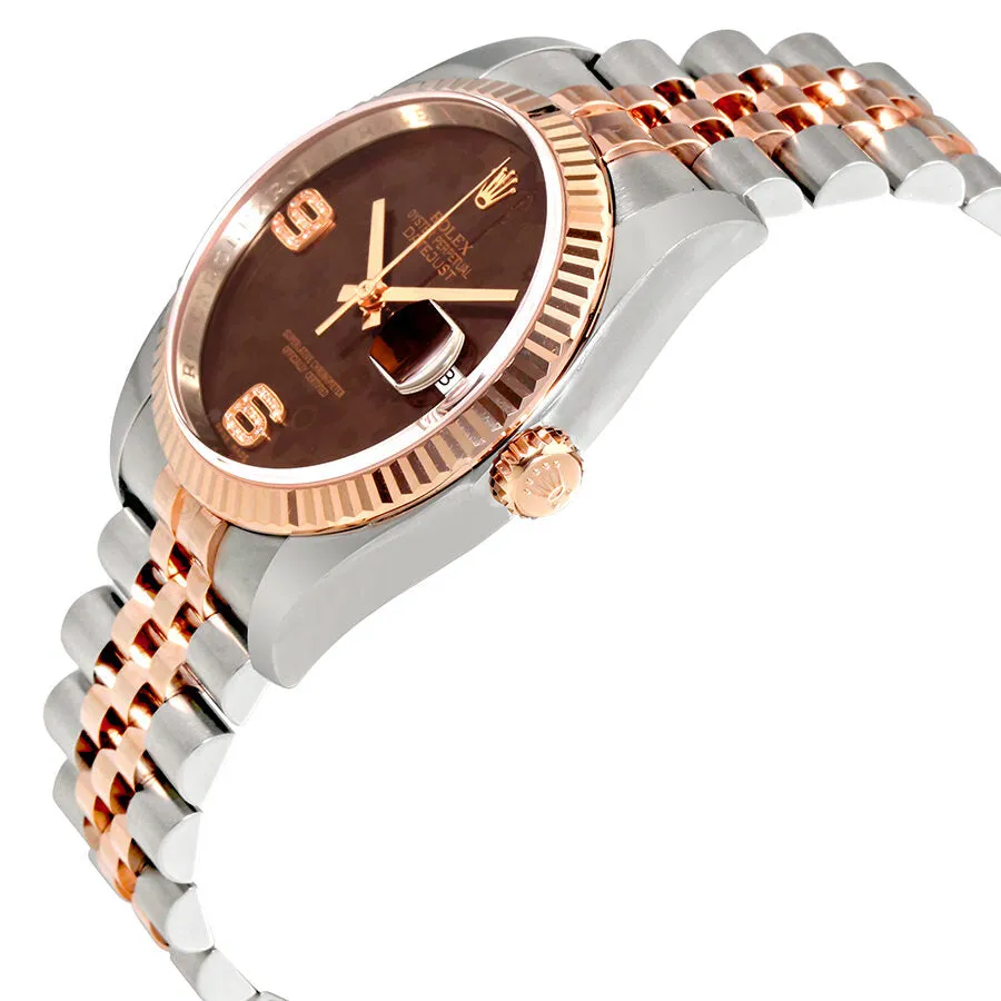 Rolex Oyster Perpetual Datejust Chocolate Floral Motif Dial Automatic Ladies Stainless Steel and 18kt Everose Gold Watch 116231CHFDAJ