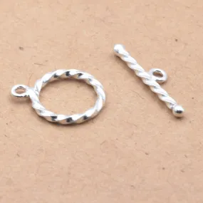 Round toggle clasp rope sterling silver 13mm (1)