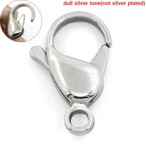 Sexy Sparkles 5 Pcs Stainless Steel Silver Tone Lobster Clasp for Jewelry 19mm x 12mm
