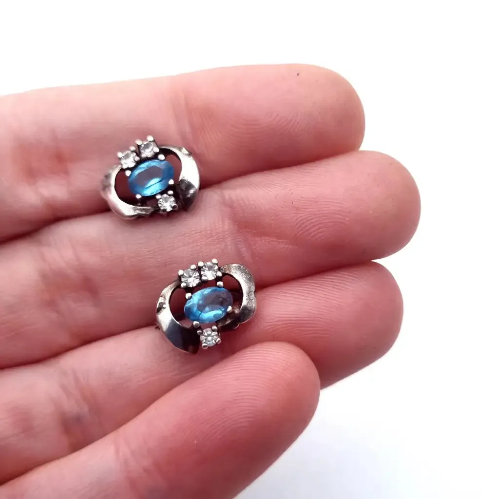 Silver art deco earrings. Circa 1990. Antique and vintage jewelry.