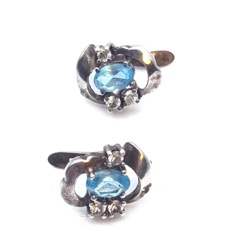 Silver art deco earrings. Circa 1990. Antique and vintage jewelry.