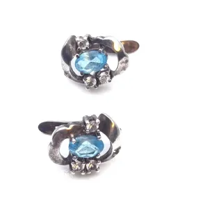 Silver art deco earrings. Circa 1990. Antique and vintage jewelry.