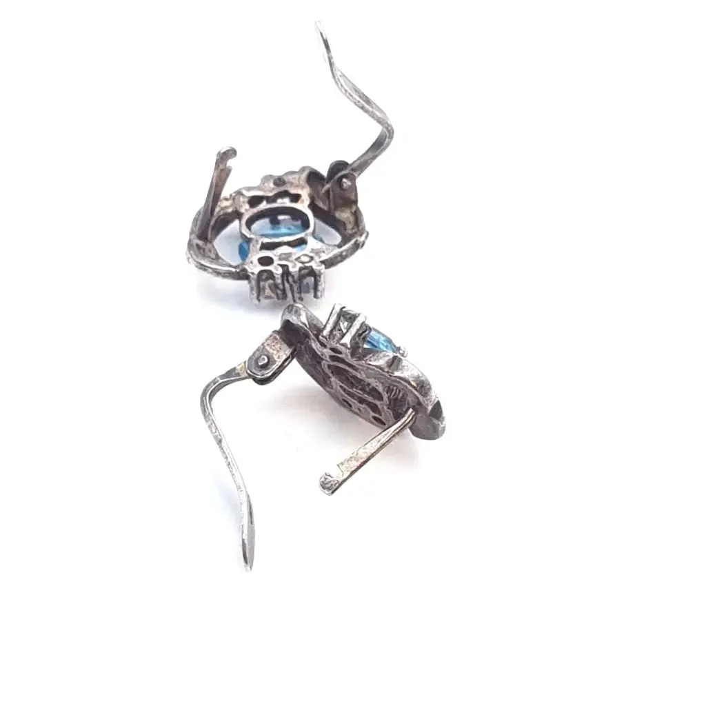 Silver art deco earrings. Circa 1990. Antique and vintage jewelry.