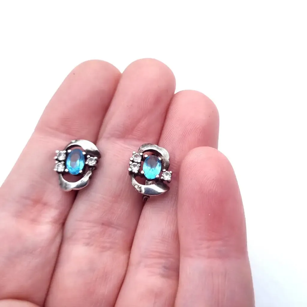 Silver art deco earrings. Circa 1990. Antique and vintage jewelry.