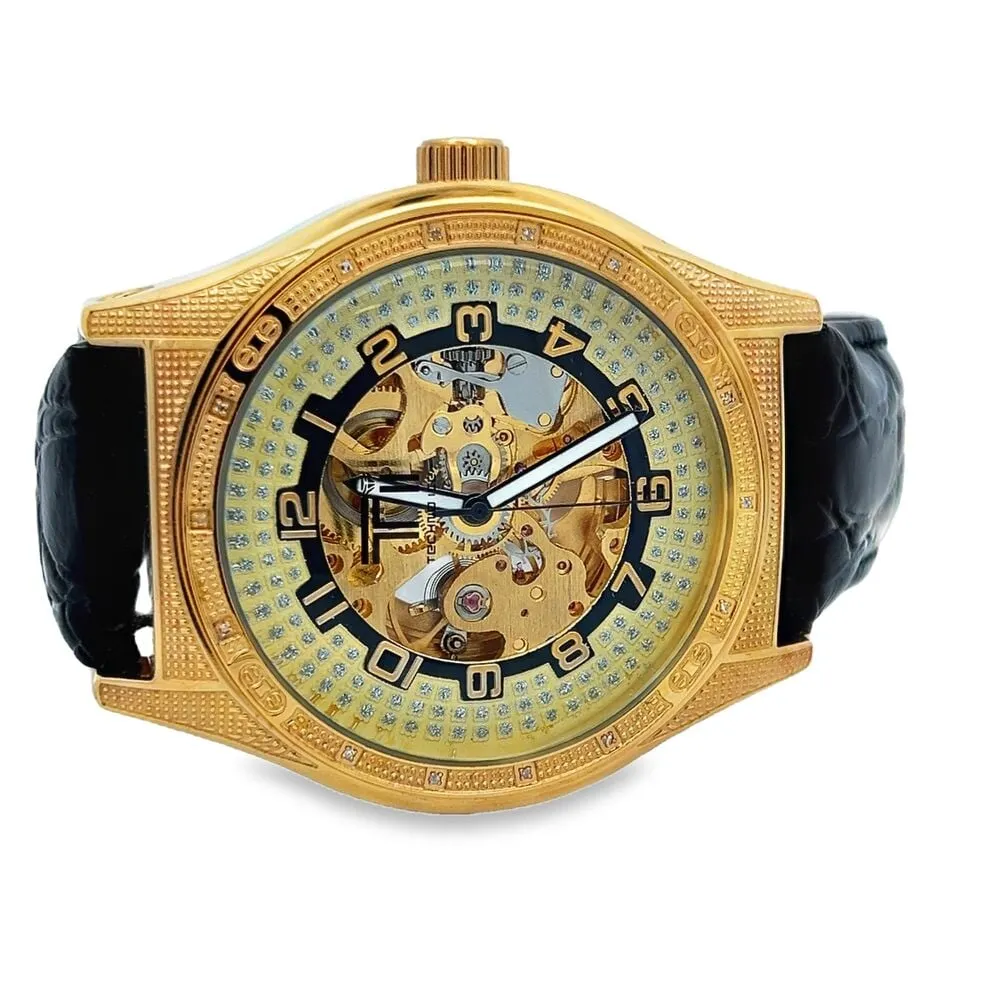 Skeleton .14 Carat Diamond Watch w/ Leather Band