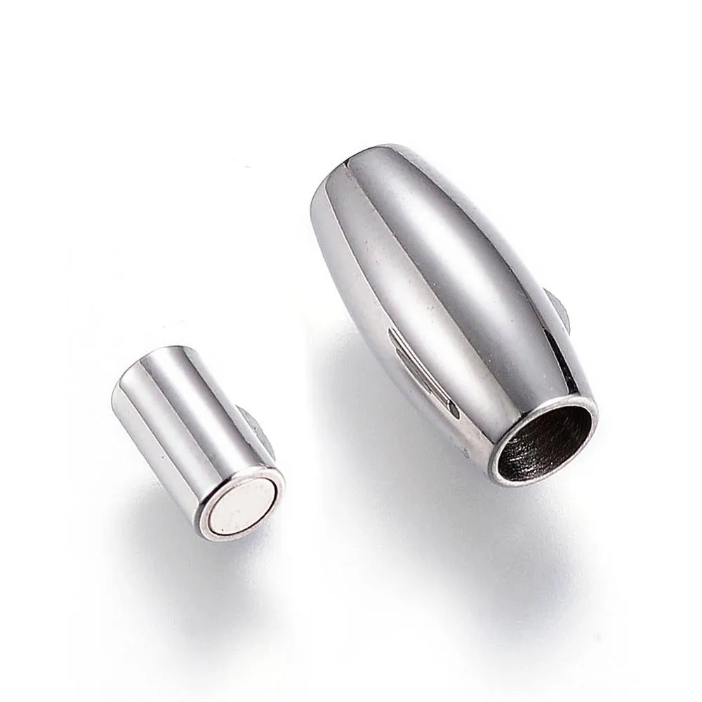 Stainless Steel Barrel Magnetic Clasp 7x14mm (2 sets)