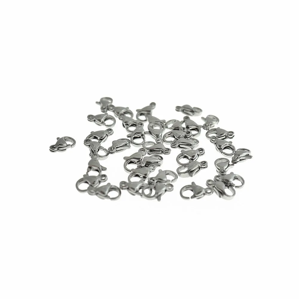 Stainless Steel Lobster Clasps 9mm x 6mm - 10 Clasps - FF274