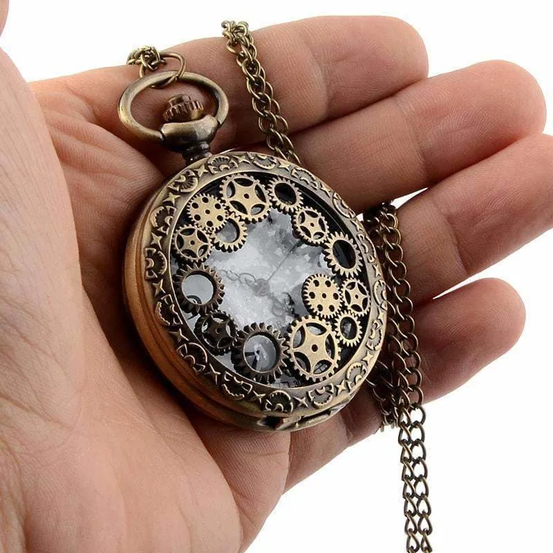 Steampunk Skeleton Gearing Pocket Watch