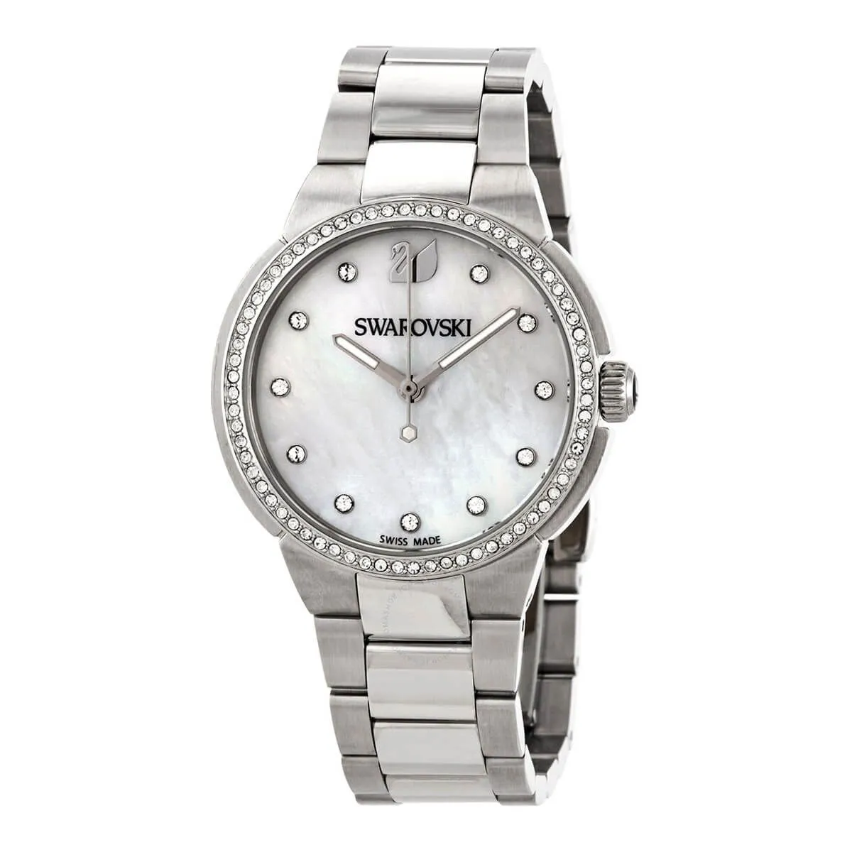 Swarovski mother-of-pearl mini city watch