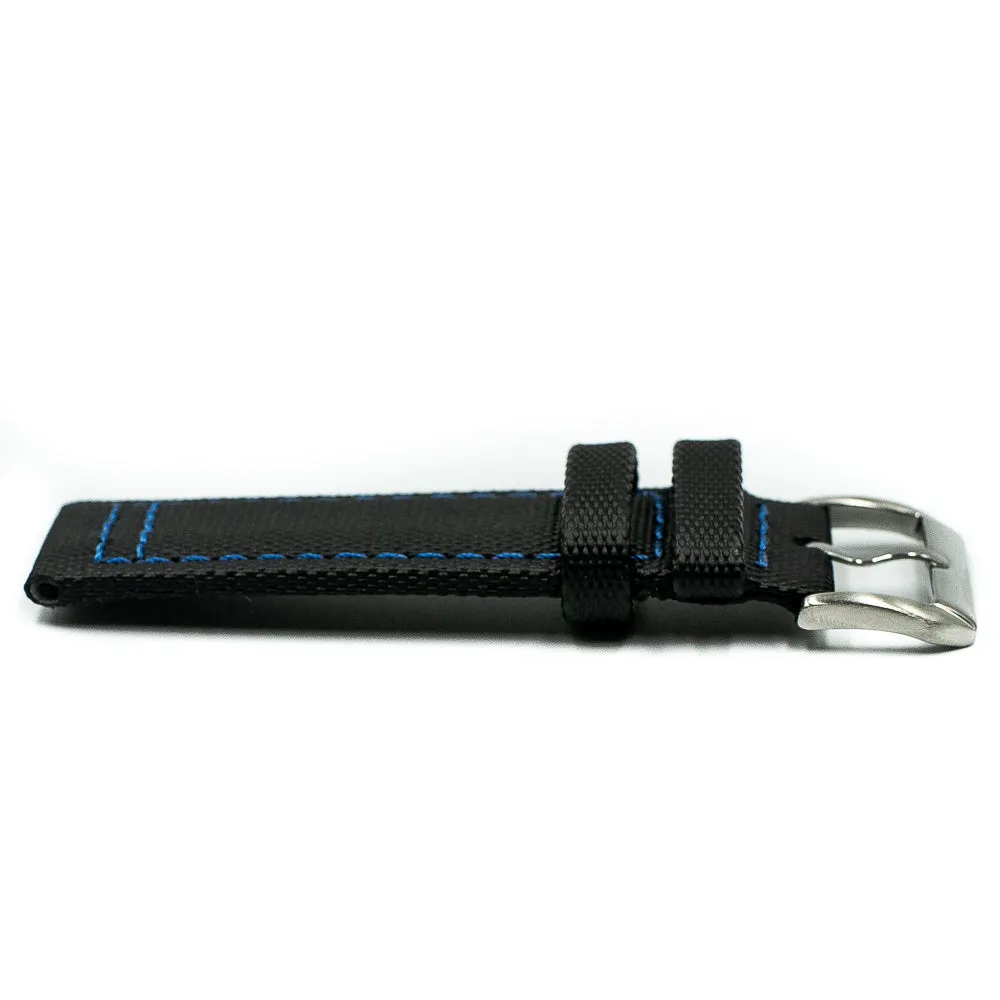 Tactical Sailcloth - Black (Blue Stitches)