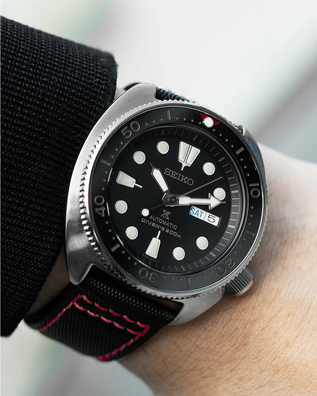 Tactical Sailcloth - Black (Red Stitches)