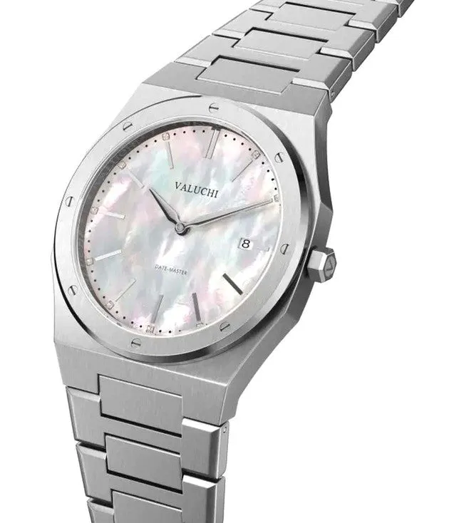 Valuchi Date Master Quartz Silver Mother of Pearl 36mm