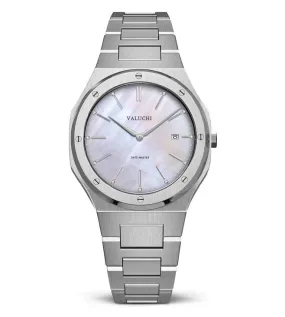 Valuchi Date Master Quartz Silver Mother of Pearl 36mm