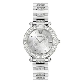 Versace Ladies Greca Sphere Silver White Sunray Watch VE9C00324