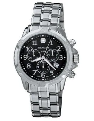 Wenger Mens GST Chronograph - Black Dial - Stainless Steel Bracelet