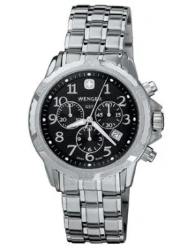 Wenger Mens GST Chronograph - Black Dial - Stainless Steel Bracelet