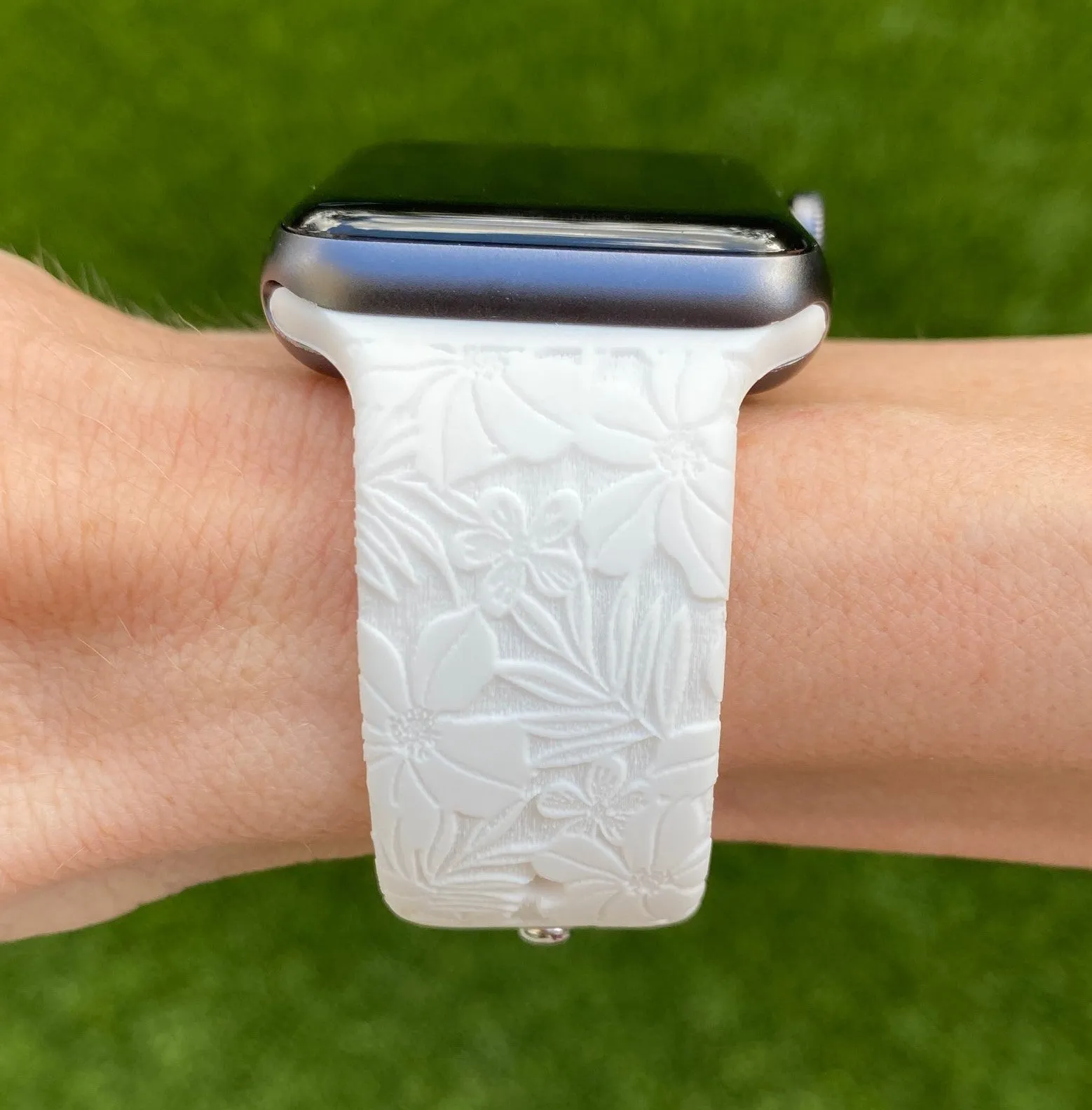 White Hibiscus Apple Watch Band