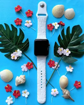 White Hibiscus Apple Watch Band