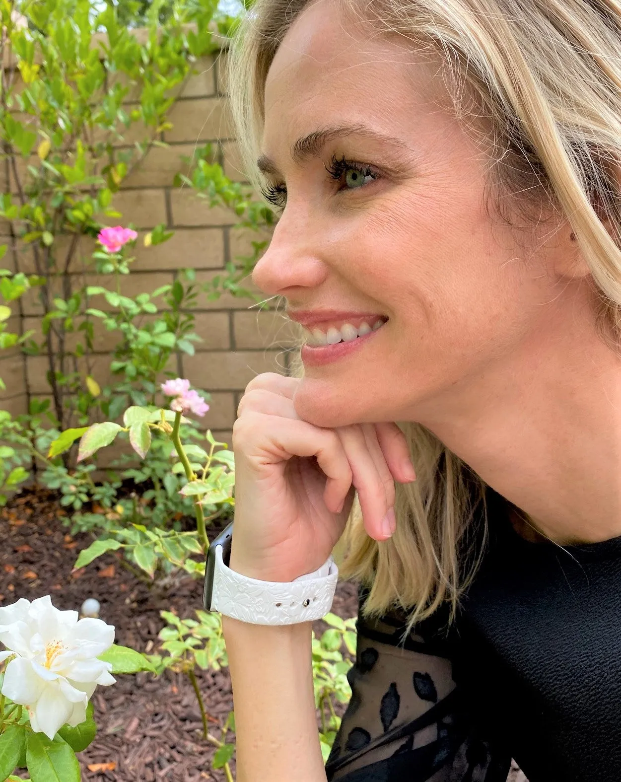 White Hibiscus Apple Watch Band