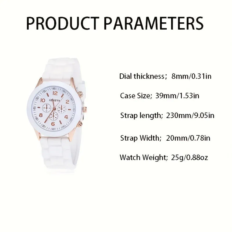 Women's Classic Leather Strap Watch and Jewellery Set