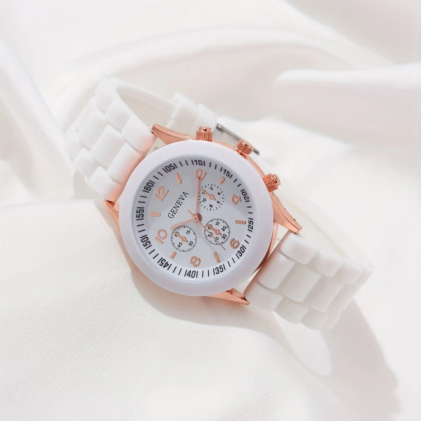 Women's Classic Leather Strap Watch and Jewellery Set