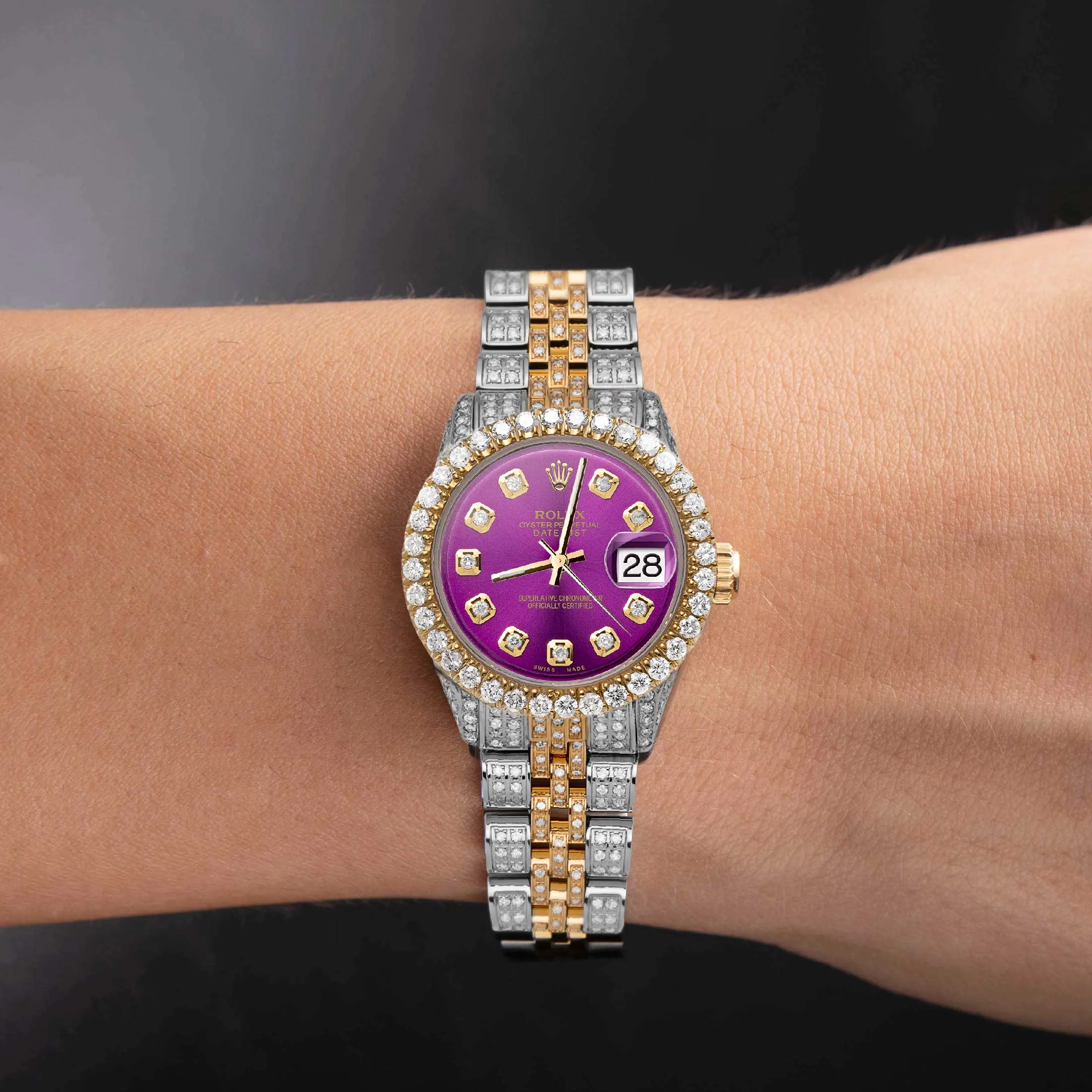 Women's Rolex Datejust Diamond Bezel Watch 26mm Purple Dial | 6.20ct