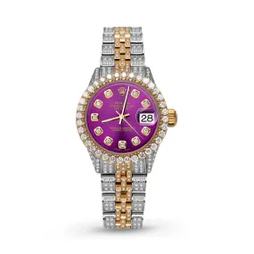 Women's Rolex Datejust Diamond Bezel Watch 26mm Purple Dial | 6.20ct
