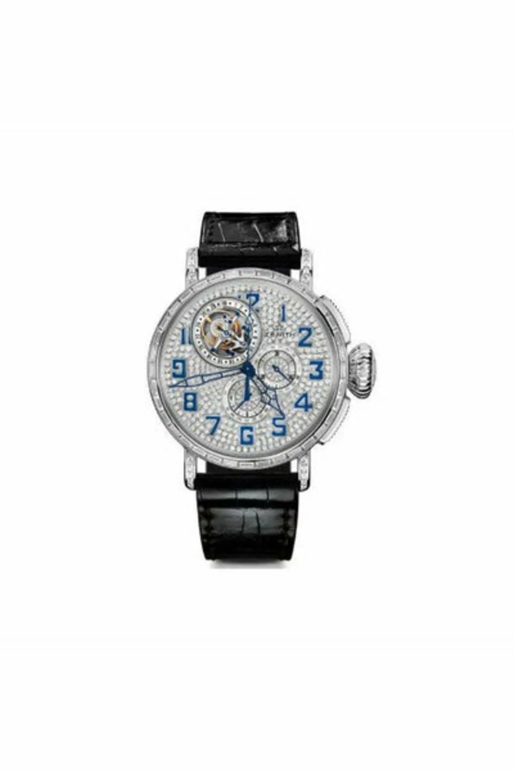 zenith pilot type 20 tourbillon diamond 18kt white gold 48mm men's watch